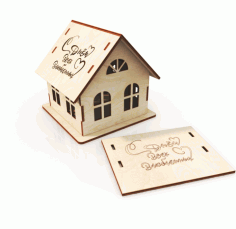 Laser Cut 2D Wooden Puzzle House CDR File