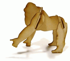 Laser Cut 3D Puzzle Gorilla 1mm Plywood Free DXF Vectors File