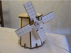 Laser Cut 3D Puzzle Wooden Model Windmill DXF File