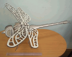 Laser Cut 3D Wooden Dragonfly CDR and DXF File