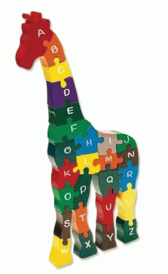 Laser Cut Alphabet Giraffe Puzzle For Kids Free SVG Vector File