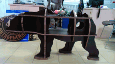 Laser Cut Animal Bear 3D Puzzle Shelf CDR Vectors File