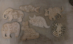 Laser Cut Animals Jigsaw Puzzle Toys Free Vector CDR File