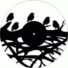 Laser Cut Art Bird Wall Clock on Tree Branches CNC DXF Vectors File