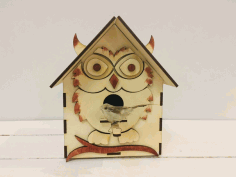 Laser Cut Bird House Shaped Like An Owl CDR File