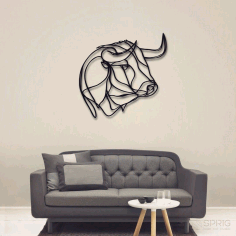 Laser Cut Buffalo Bull Wall Decor CDR File