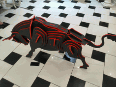 Laser Cut Bull 3D Puzzle Wooden Model DXF File
