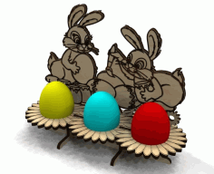 Laser Cut Bunny Wooden Eggs Holder CDR File