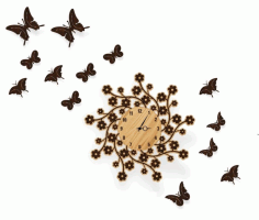 Laser Cut Butterfly Clock Laser Cut Free CDR File
