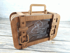 Laser Cut Carved Wooden Briefcase Box CDR File
