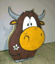 Laser Cut Carved Wooden Cartoon Cow CDR File