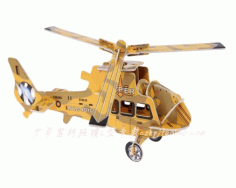 Laser Cut Carved Wooden Helicopter 3D Puzzle CDR File