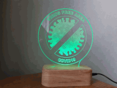 Laser Cut Coronavirus Free Zone Sign Acrylic Lamp CDR Vectors File