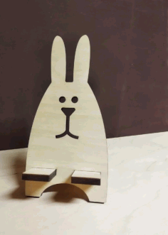 Laser Cut Creative Cute Rabbit Desktop Phone Stand Vector DXF File