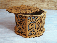 Laser Cut Decorative Box With Floral Pattern CDR File