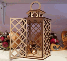 Laser Cut Decorative Christmas Wooden Lantern CDR and DXF File
