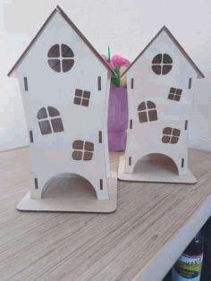 Laser Cut Decorative Tea Bag House, Wooden Bird House Free CDR File