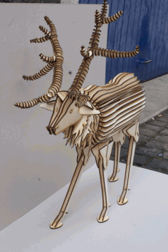 Laser Cut Deer 3D Wood Model Free DXF Vectors File