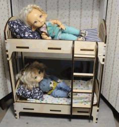 Laser Cut Dollhouse Cot with Ladder Free CDR Vectors File
