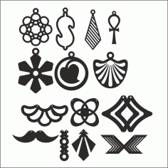 Laser Cut Earrings Set Design Vector File