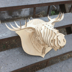 Laser Cut Elk Head Trophy DXF File