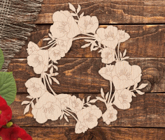 Laser Cut Engrave Floral Wreath CDR File