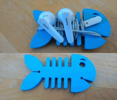 Laser cut Fish Earbud Holder CNC Laser Cut DXF File