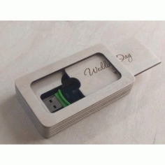 Laser Cut Flash Drive Box with Sliding Lid CDR File