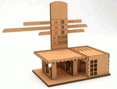 Laser Cut Fueling Station Calendar, Wooden 3D Building Puzzle Calendar Vector File