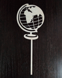 Laser Cut Globe Cake Topper CDR File