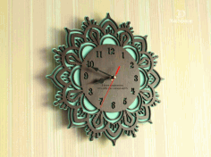 Laser Cut Green Wall Clock CDR Vectors File