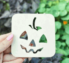 Laser Cut Halloween Jack O Lantern Round Coaster 768×512 Vector File