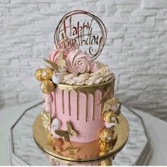 Laser Cut Happy Birthday Cake Topper CDR File