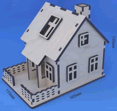 Laser Cut House Decor Plywood, Wooden Doll House, Tea House Vector File