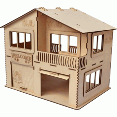 Laser Cut House Garage Template CDR File
