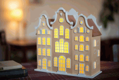 Laser Cut House Shape Lamp Free Vector CDR File