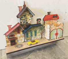 Laser Cut House Shape Shelf Free Vector CDR File