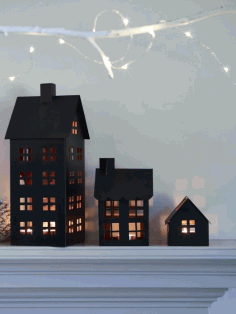 Laser Cut House Tea Light Lantern Free Vector CDR File
