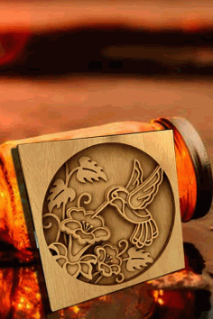 Laser Cut Hummingbird Layered Wood Art, Wooden Bird Frame Decoration Vector File