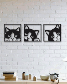 Laser Cut Interior Wall Decor Cat Free CDR Vectors File