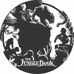 Laser Cut Jungle Book Wall Clock Kids Room Decor CDR File