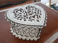 Laser Cut Layout of Jewelry Box Heart Free CDR Vectors File