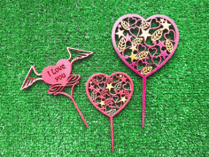 Laser Cut Love You Cake Topper CDR File