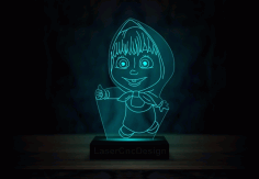 Laser Cut Masha And The Bear Acrylic 3D Lamp DXF File