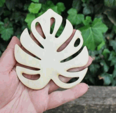 Laser Cut Monstera Leaf Hot Coaster 768×512 Vector File