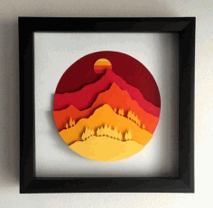 Laser Cut Mountains Layered Wall Art Decor CDR File