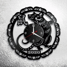 Laser Cut New Year 2020 Wall Clock DXF File