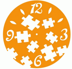 Laser Cut Puzzle Engraving Wall Clock Free Vector CDR File