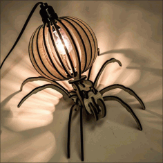 Laser Cut Puzzle Spider Craft Night Lamp 3D Model DXF File