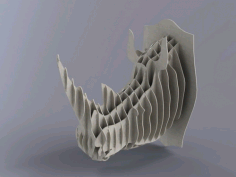 Laser Cut Rhino 3D Puzzle Head 4mm DXF File